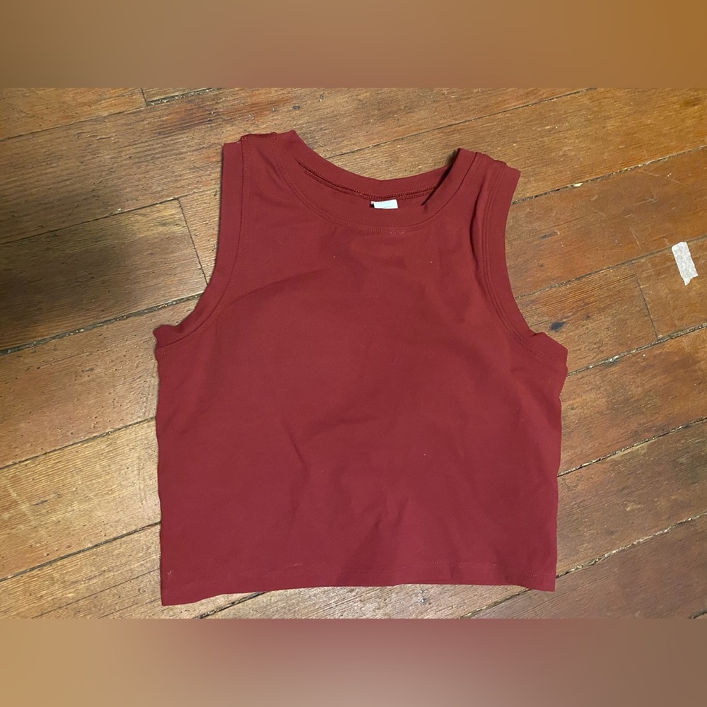 Burgundy Sleeveless Crop Yoga Top